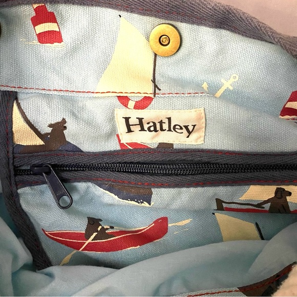 Hatley Nautical Beach Tote Sailing Dogs Rope Handles 100% Cotton Boats Sailor - Picture 8 of 10
